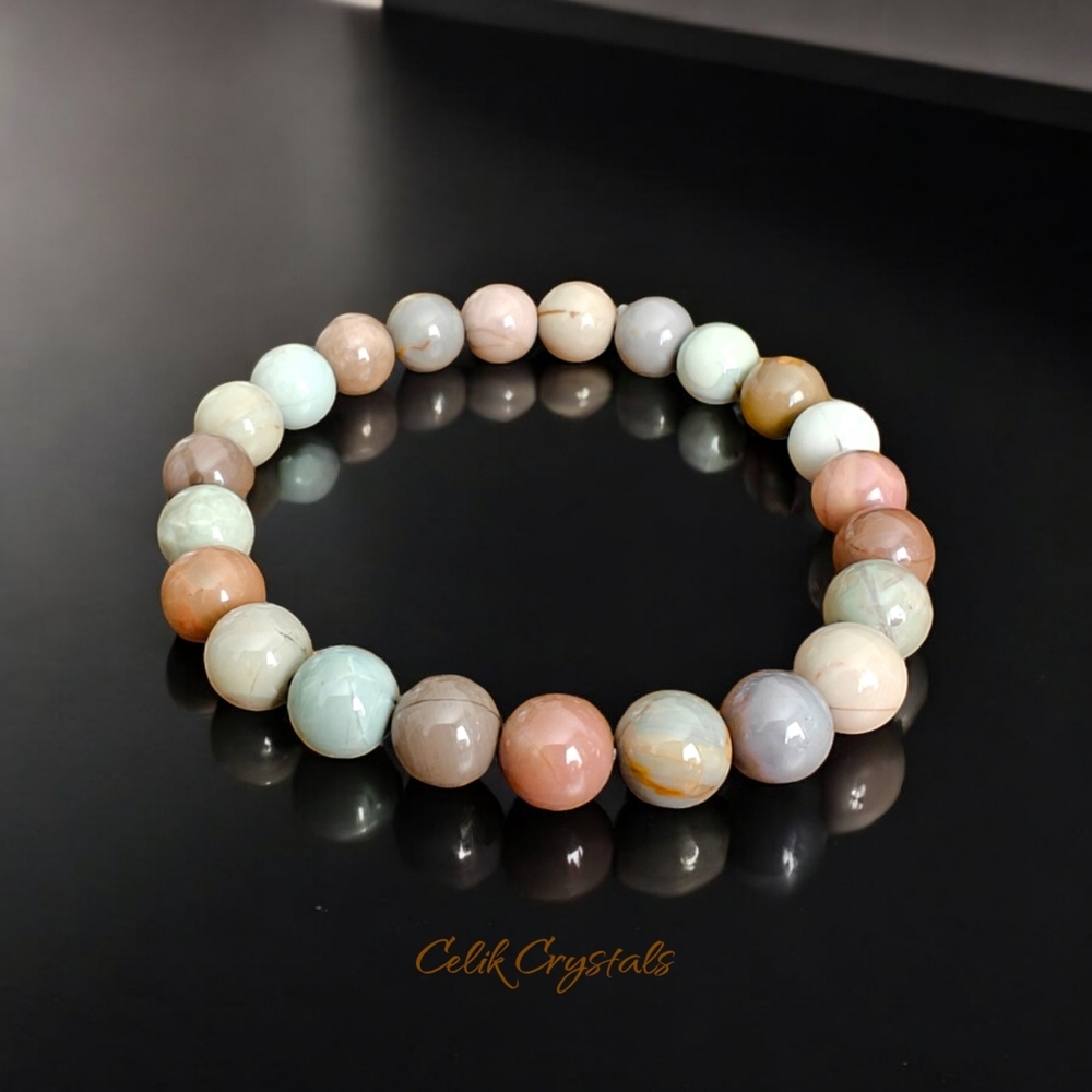 Alashan Agate Bracelet Natural Stones 8mm Stretches Healing Bracelet